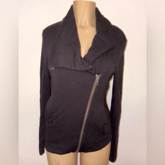 Halmut Lang Zip Up Black Soft Fitted Jacket Size S Stretch